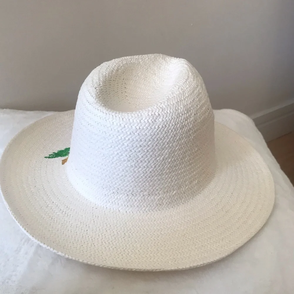 Onia Rosa Panama Hat w Hand Painted Toucan & Flower Detail Limited Edition NWT